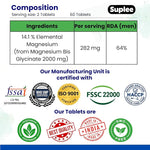 Suplee Magnesium Glycinate 2000mg, 60 Vegetarian Tablets