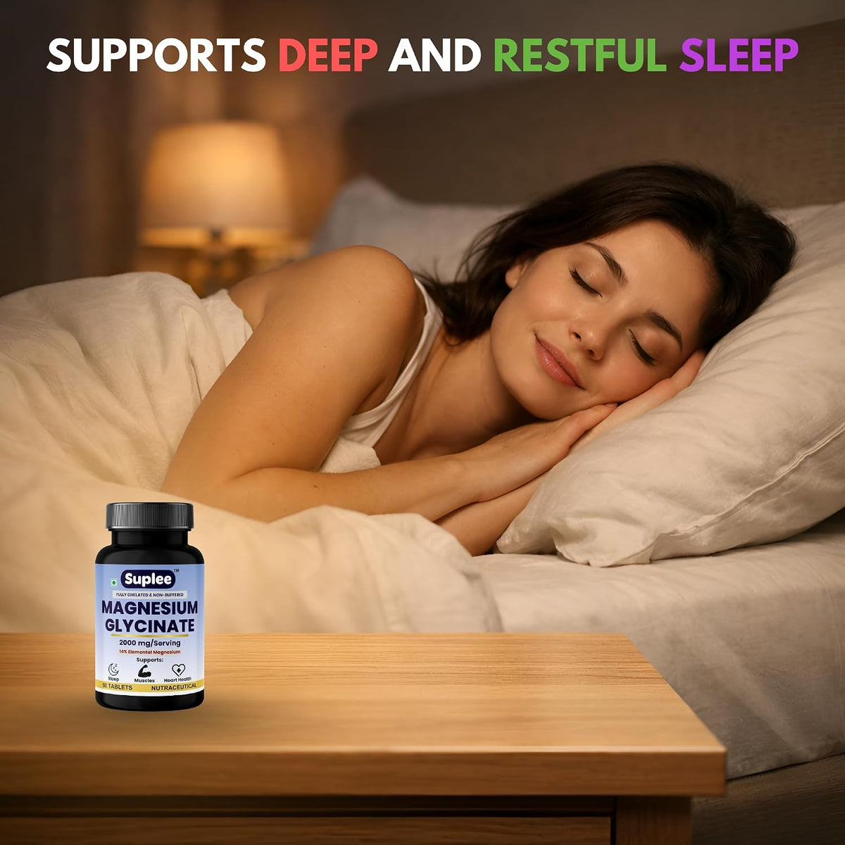 Suplee Magnesium Glycinate 2000mg, 60 Vegetarian Tablets