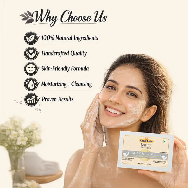 Kayee Ayurveda Goat Milk Soap for Men & Women | Moisturizing Herbal Bathing Soap for Soft, Smooth & Nourished Looking Skin | Gentle Daily Use Body Soap for Dry & Normal Skin