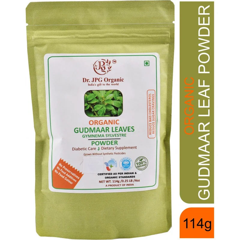 DR. JPG Organic Gudmar / Gymnema Powder (228g) – 114g (Pack of 2) | 100% Certified Organic Gymnema Sylvestre Leaves Powder