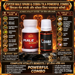Cipzer Male Spark 60 Capsules + Cobra Tila 10 ML Combo | Intense Stamina, Power & Long-Lasting Performance | Men Vitality & Energy Booster