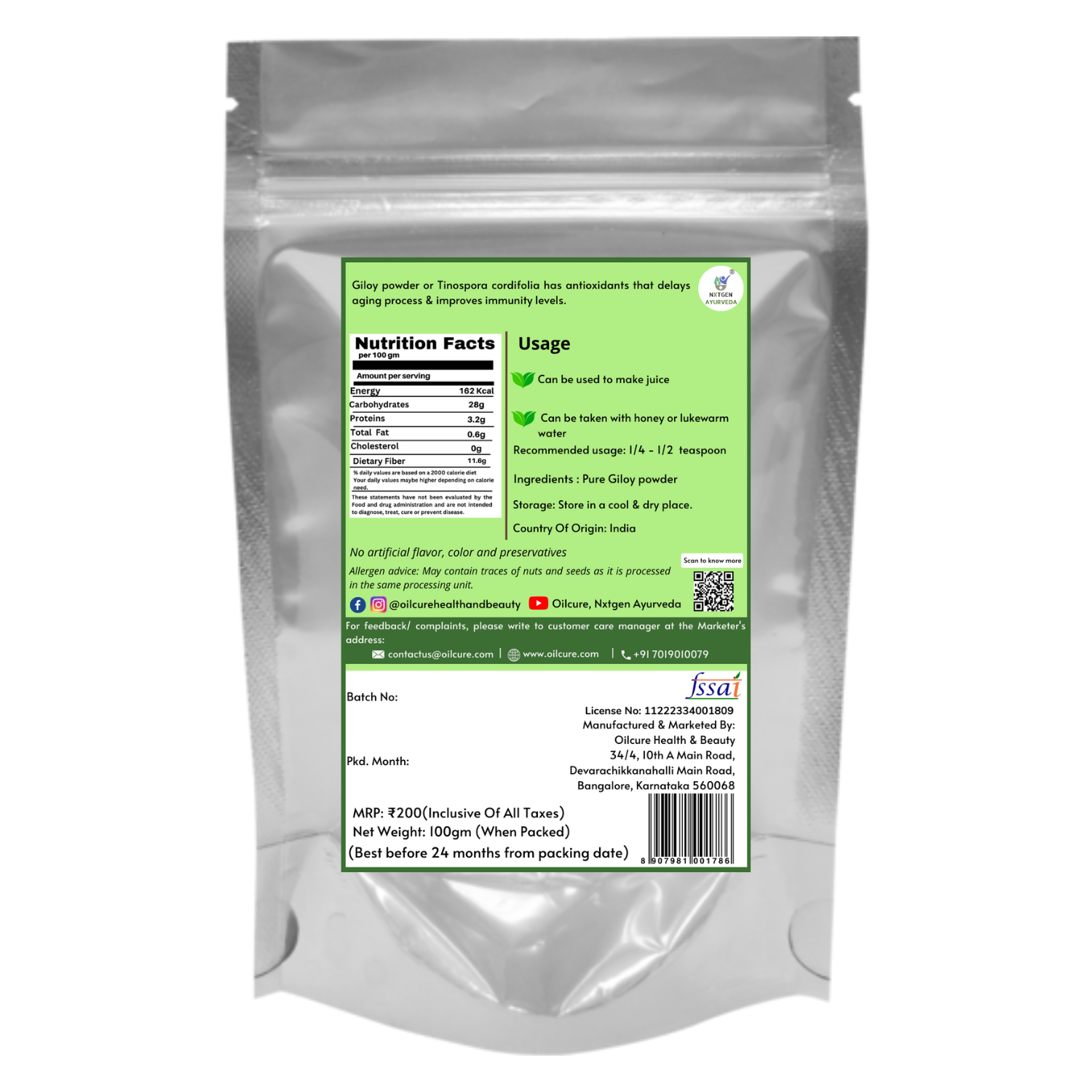 Nxtgen Ayurveda Giloy Powder - 100 gms (Pack of 2)