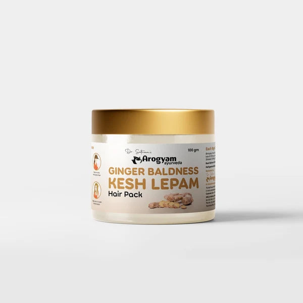 Dr. Satnam’s Arogyam Ayurveda Ginger Baldness Kesh Lepam Hair Pack (100g) | Traditional Ayurvedic Scalp Mask for Patchy Hair Loss, Follicle Stimulation & Scalp Revitalization