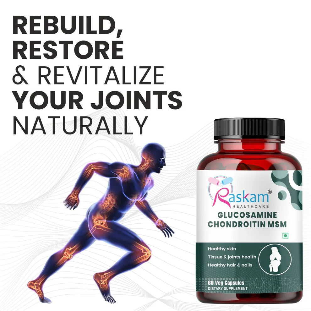 Raskam Glucosamine Chondroitin , MSM for Cartilage; Joint and Bone, 60 Capsules