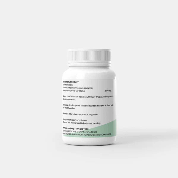 Arogyam Manjistha Capsules 500mg – Ayurvedic Herbal Supplement for Skin Wellness & Daily Health Support – 30 Capsules