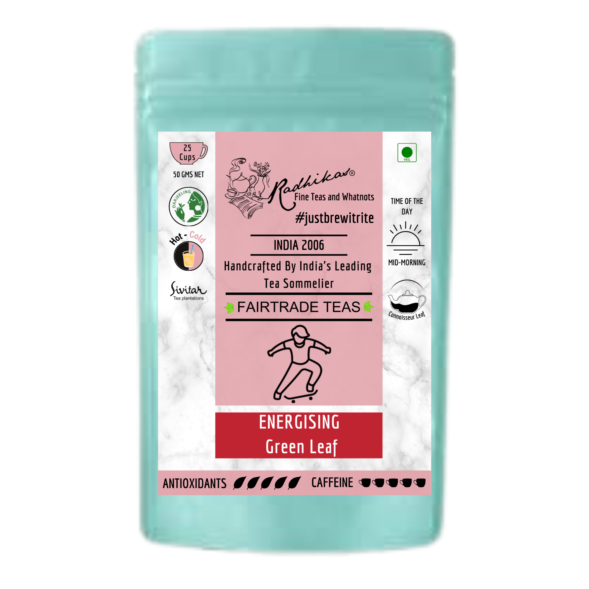 Radhikas Fine Teas Energising Green Leaf- 50 gm