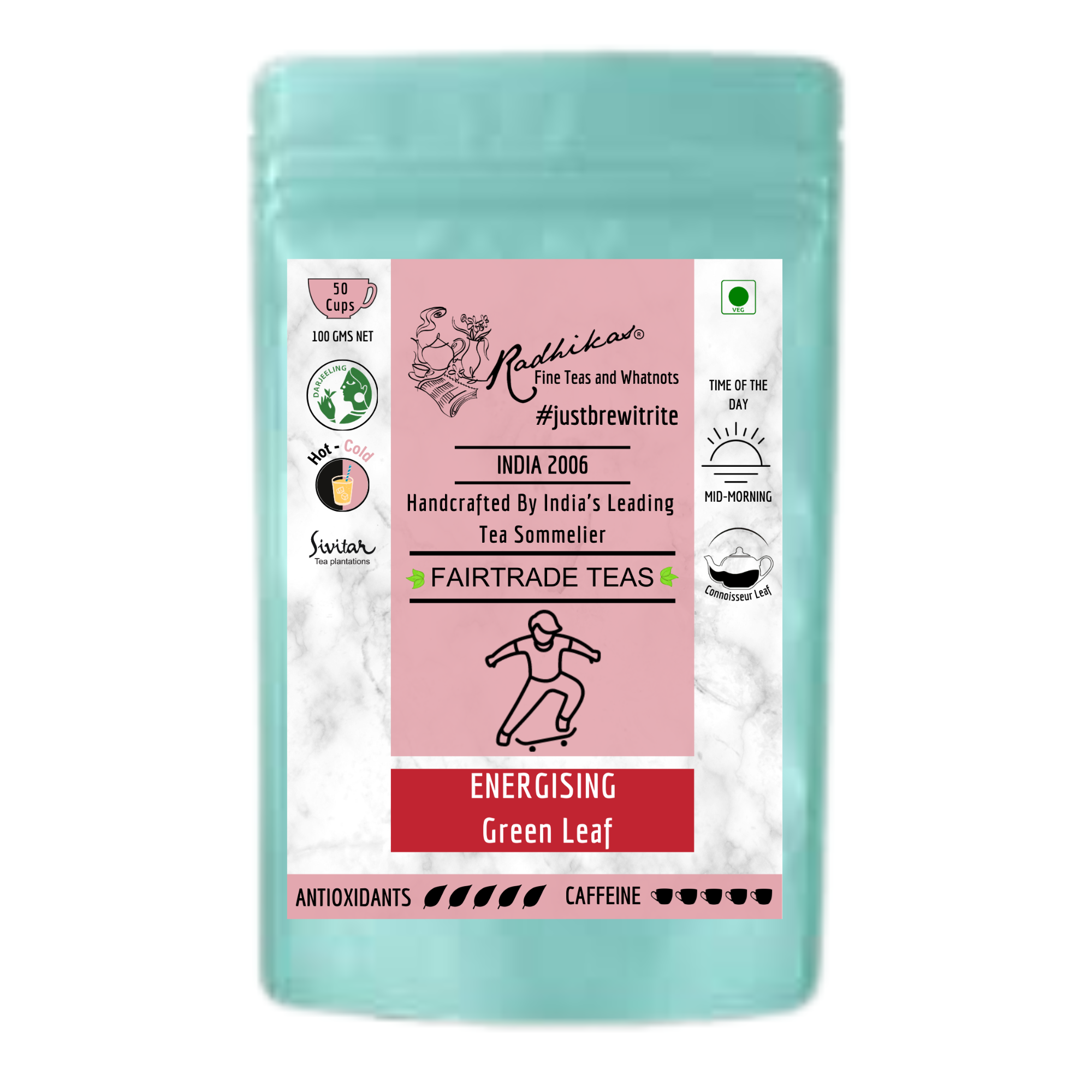 Radhikas Fine Teas Energising Green Leaf- 100gm
