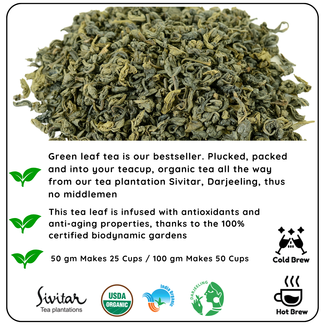 Radhikas Fine Teas Energising Green Leaf- 100gm