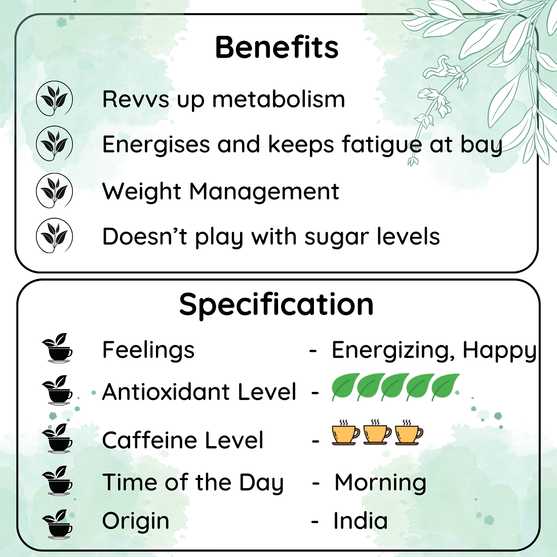 Radhikas Fine Teas Energising Green Leaf- 100gm