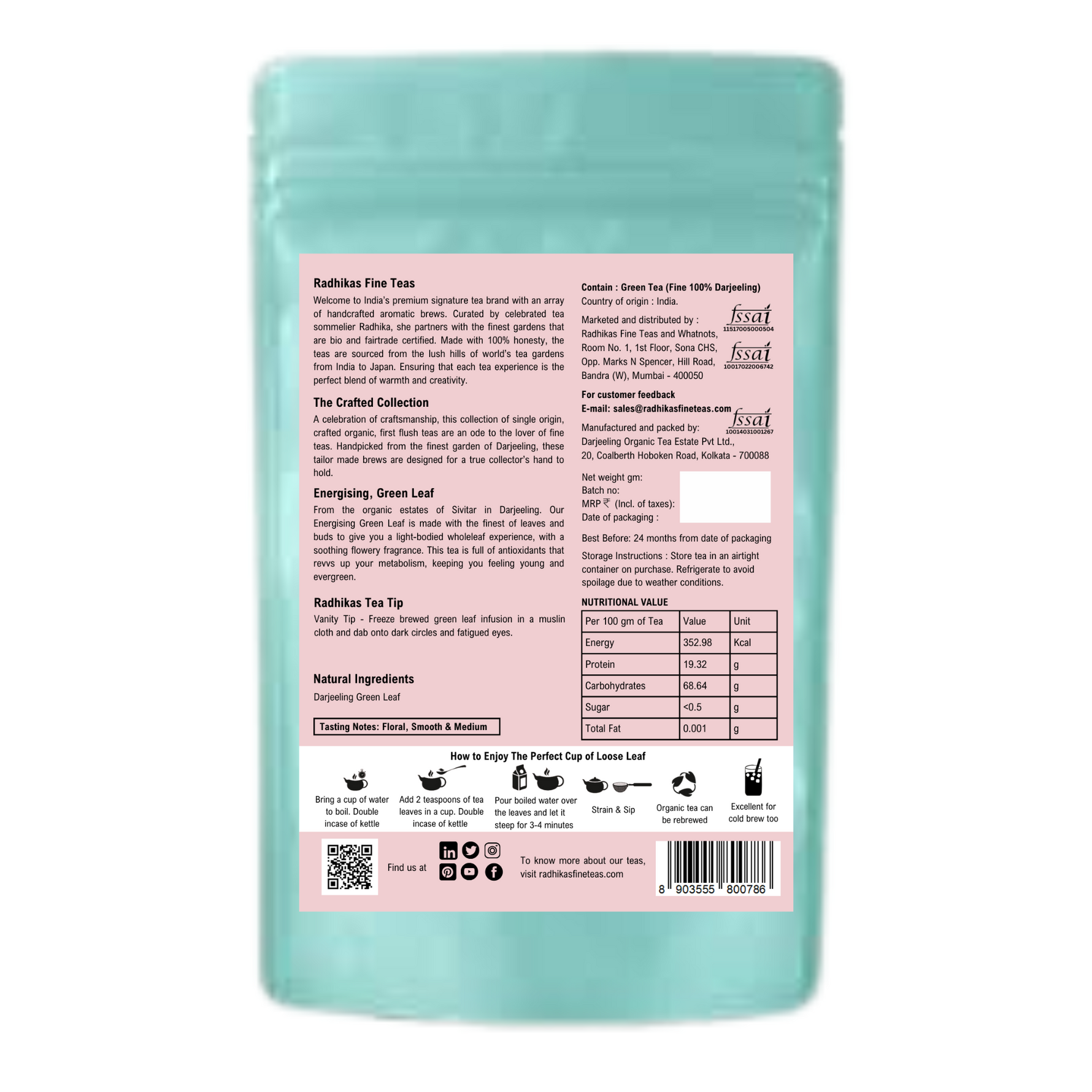Radhikas Fine Teas Energising Green Leaf- 50 gm