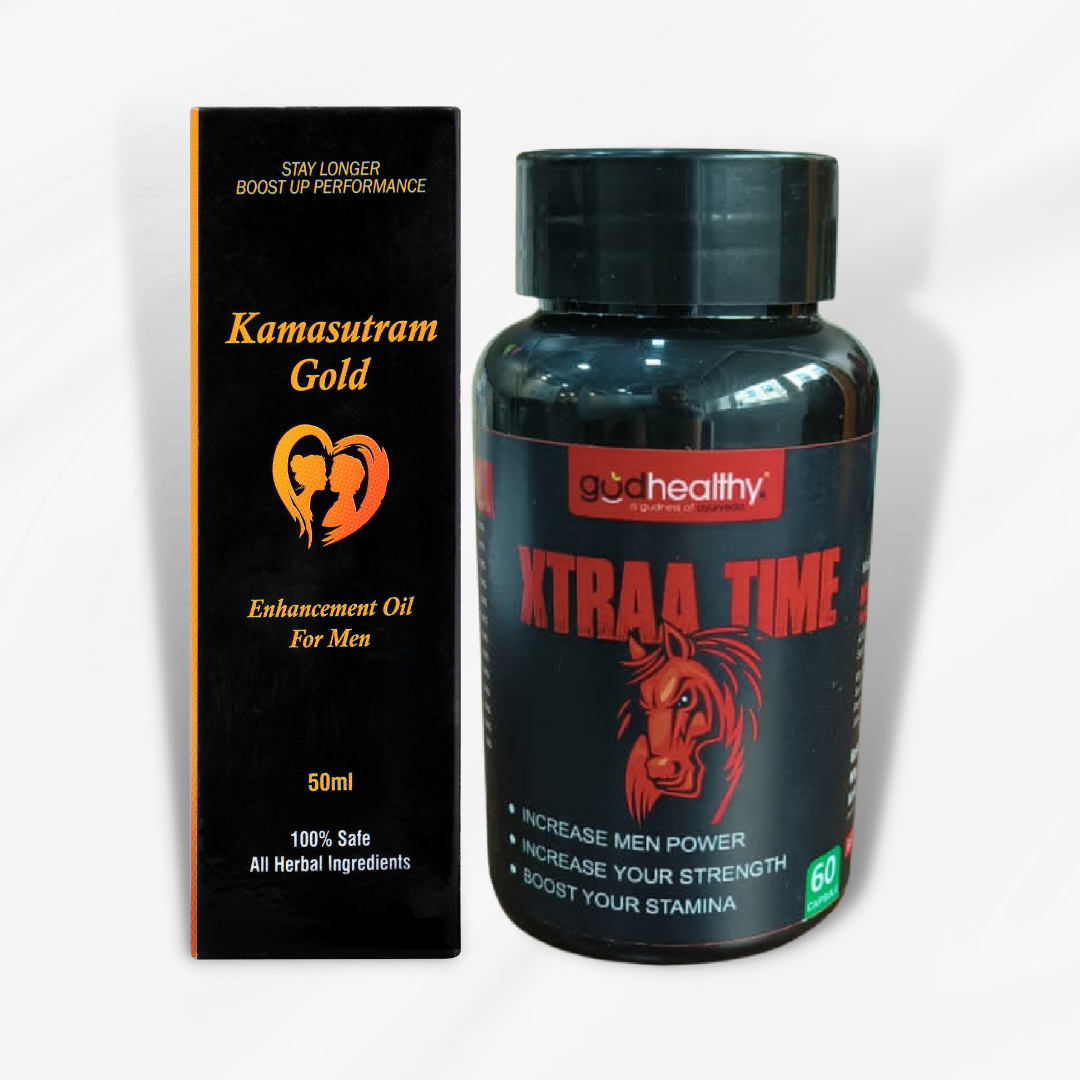 Exetra Time in Bed Combo - Xtraa time Capsule with Kamasutram Gold oil