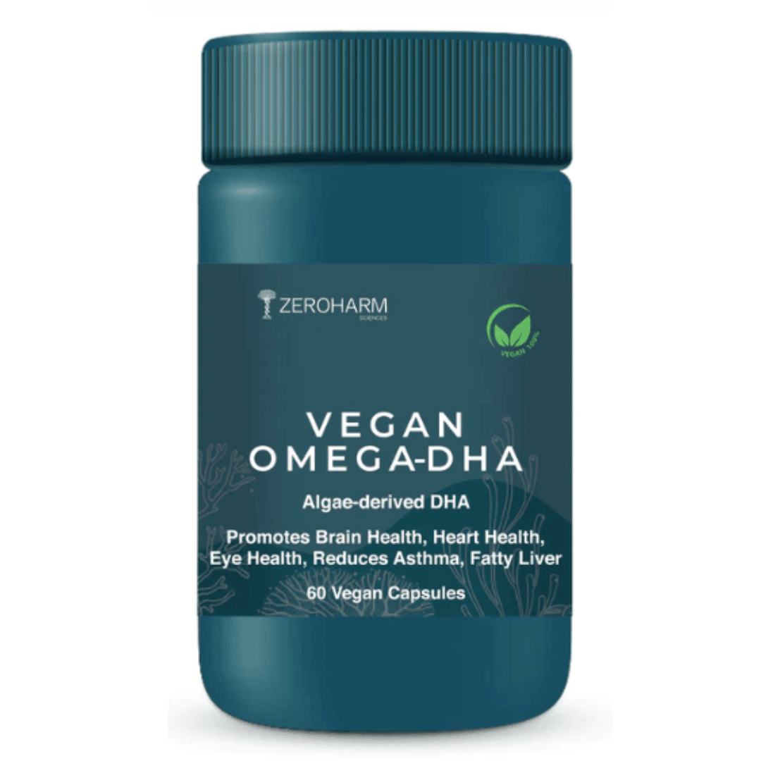 Zeroharm Sciences Vegan Omega-DHA Capsule - Algae Based Vegan Capsule for Brain, Heart, Joint and Muscle Support