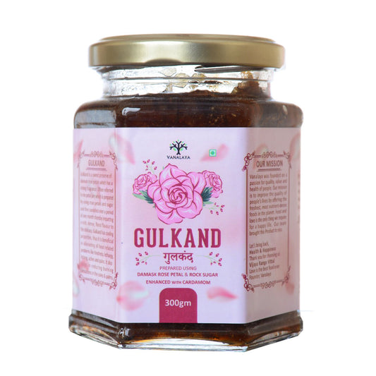 Vanalaya Natural Organic Gulkand Prepared Using Sun Cooked Damask Rose & Cardamon