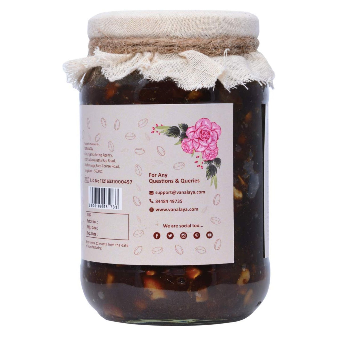 Vanalaya Natural Organic Dry Gulkand Prepared Using Sun Cooked Damask Rose Along with Dry Fruits