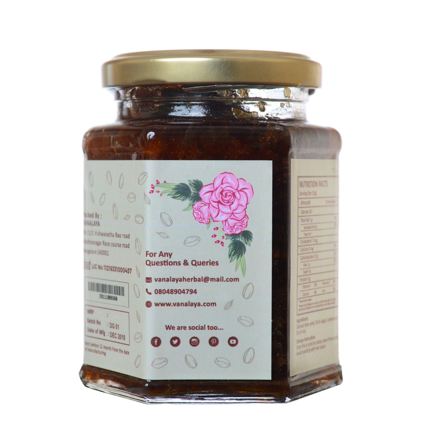 Vanalaya Natural Organic Dry Gulkand Prepared Using Sun Cooked Damask Rose Along with Dry Fruits