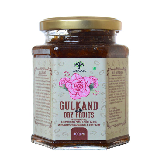 Vanalaya Natural Organic Dry Gulkand Prepared Using Sun Cooked Damask Rose Along with Dry Fruits