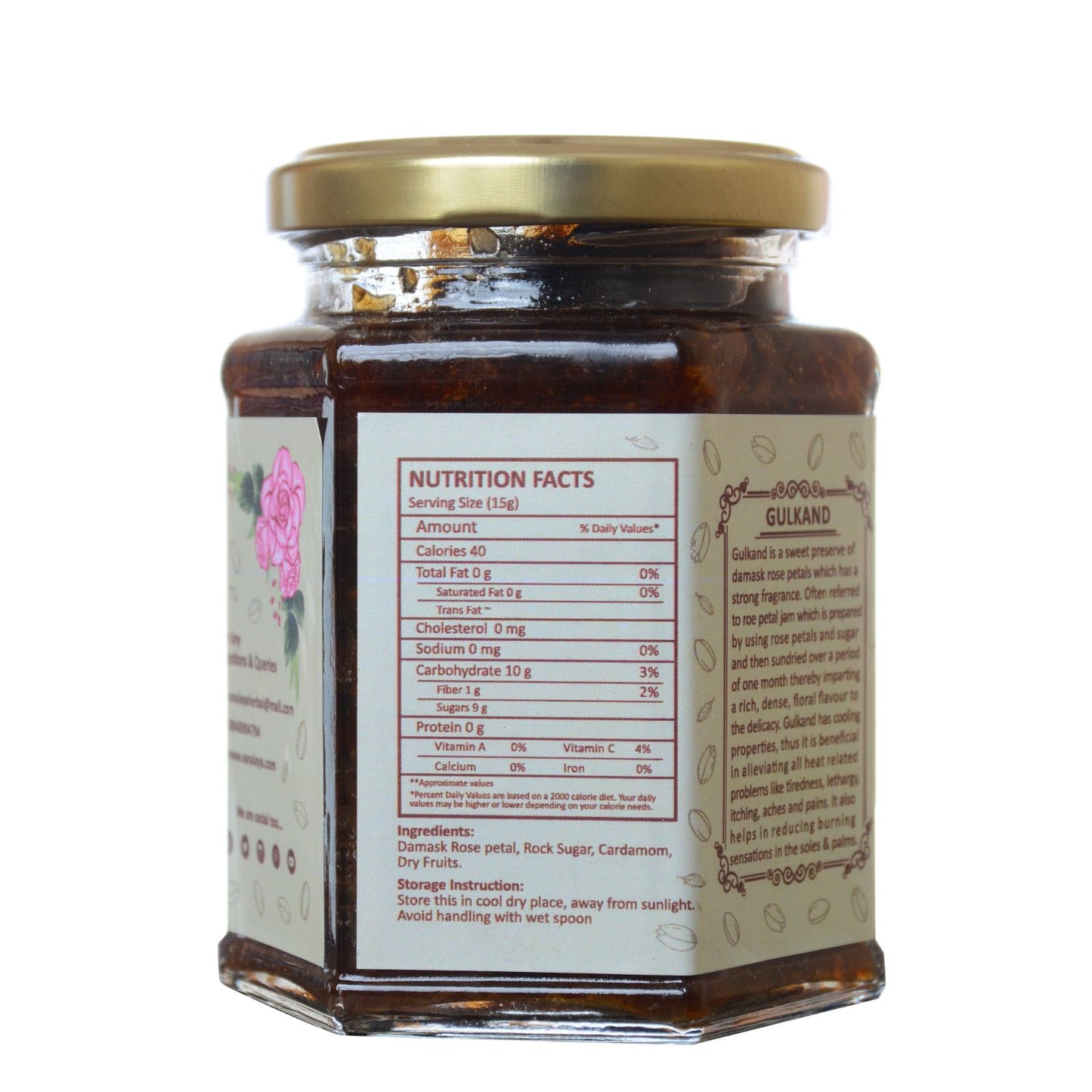 Vanalaya Natural Organic Dry Gulkand Prepared Using Sun Cooked Damask Rose Along with Dry Fruits