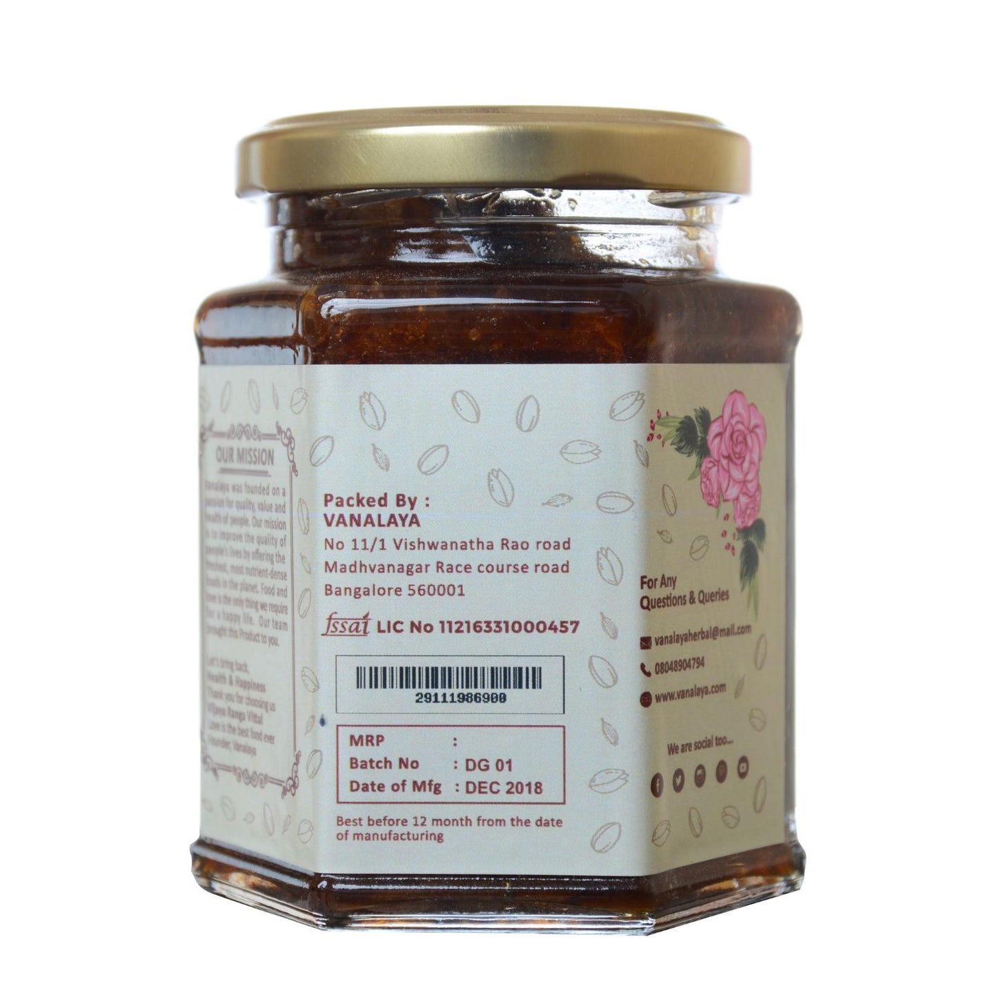 Vanalaya Natural Organic Dry Gulkand Prepared Using Sun Cooked Damask Rose Along with Dry Fruits