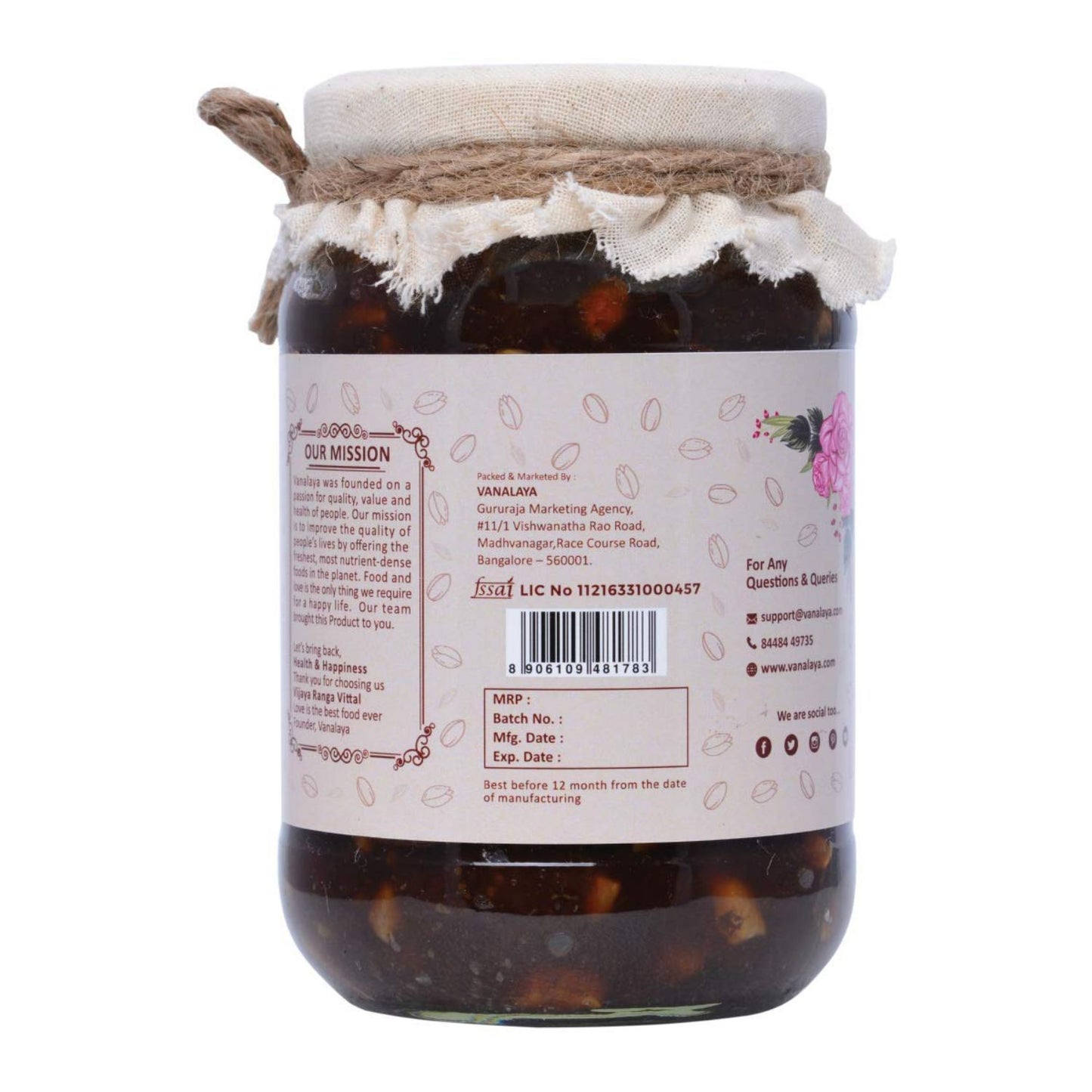 Vanalaya Natural Organic Dry Gulkand Prepared Using Sun Cooked Damask Rose Along with Dry Fruits