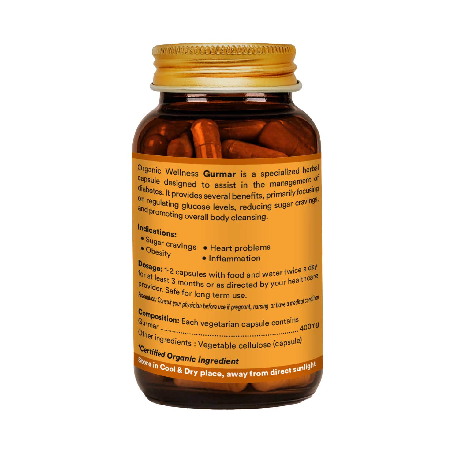Organic Wellness Gurmar Capsules -  90 Vegetarian Capsules