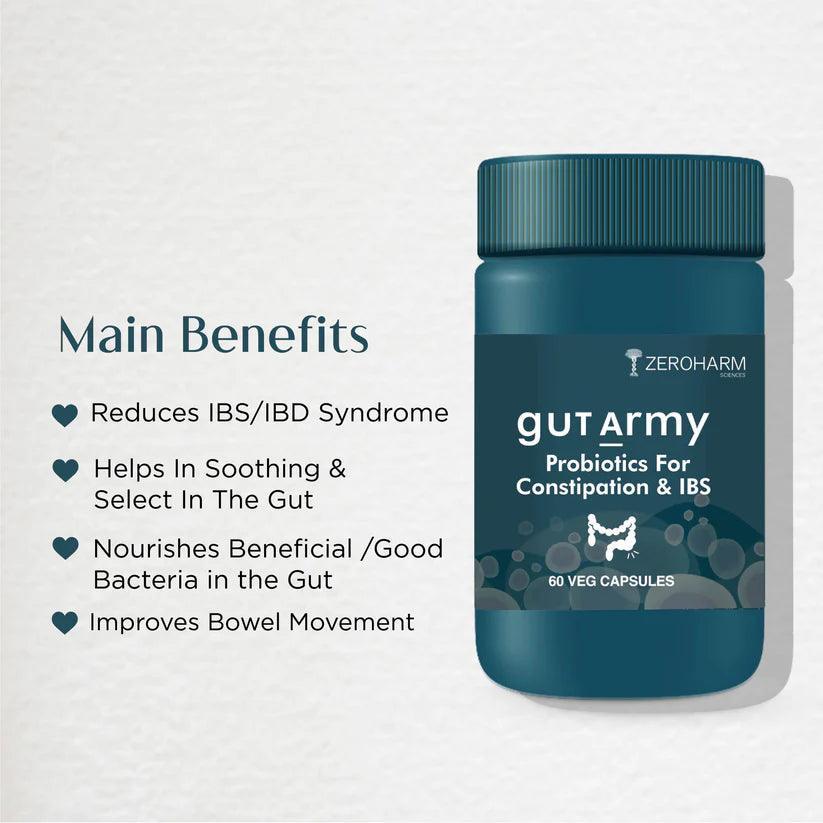 Zeroharm Gut Army Constipation IBS Capsules - 60 Capsules