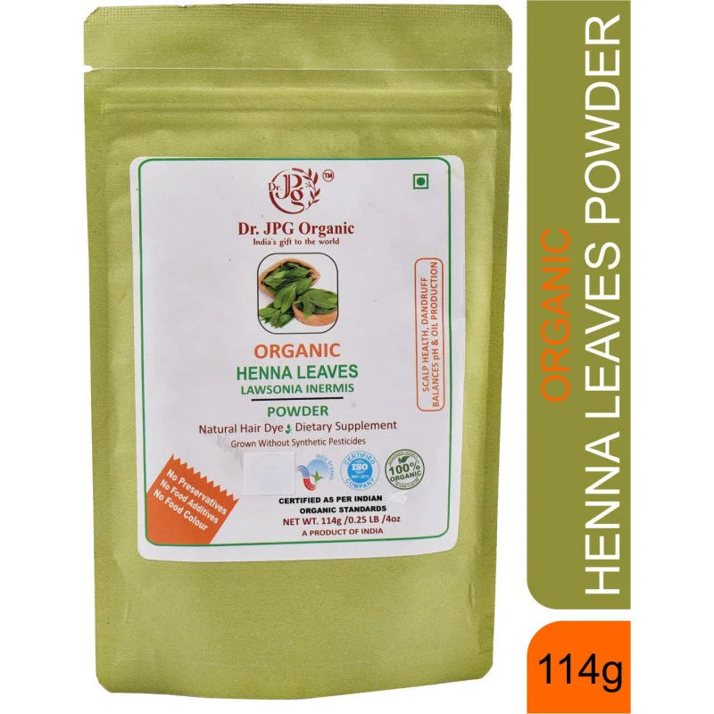 DR. JPG Organic Henna Powder (228g) – 114g (Pack of 2) | 100% Certified Organic Hair Color & Conditioner