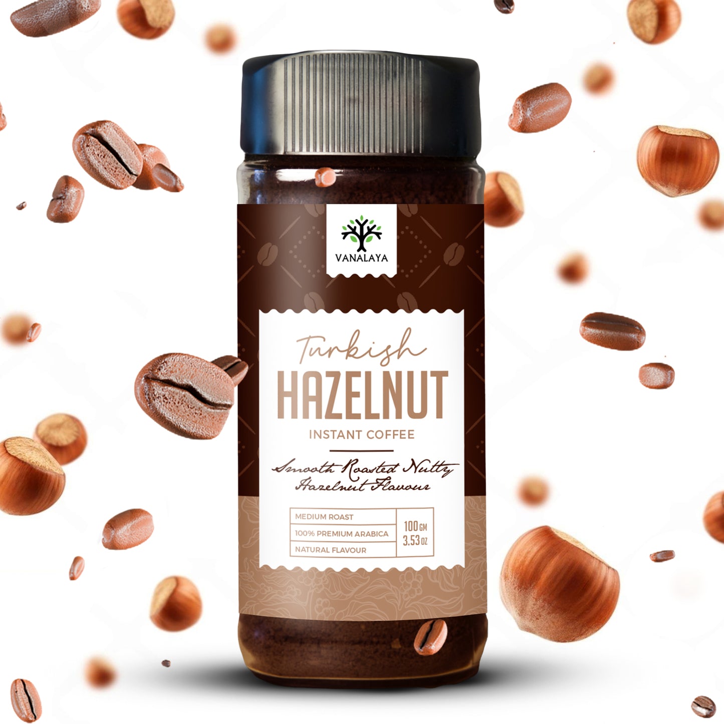 Vanalaya Turkish Hazelnut Flavoured Instant Coffee Rich Smooth Taste