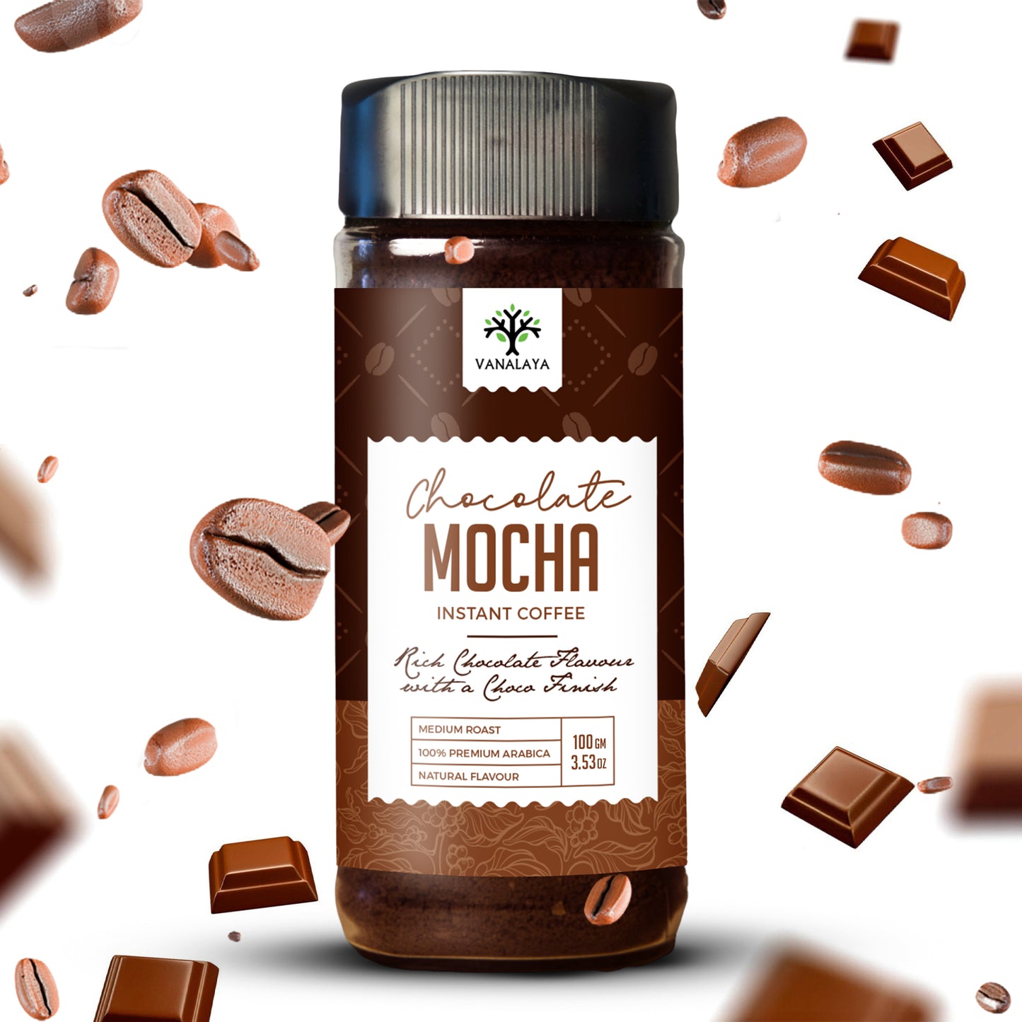 Vanalaya Chocolate Mocha Instant Coffee | 100% Premium Arabica | Natural Chocolate Flavour | Medium Roast