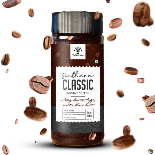 Vanalaya Southern Classic Instant Coffee 70% Arabica & 30% chicory Coffee - 50gm