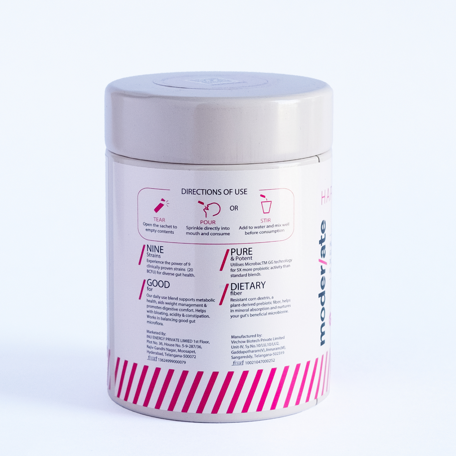 Moderate Happy Gut Prebiotic & Probiotic Sachets for Bloating & Digestion - 15ct
