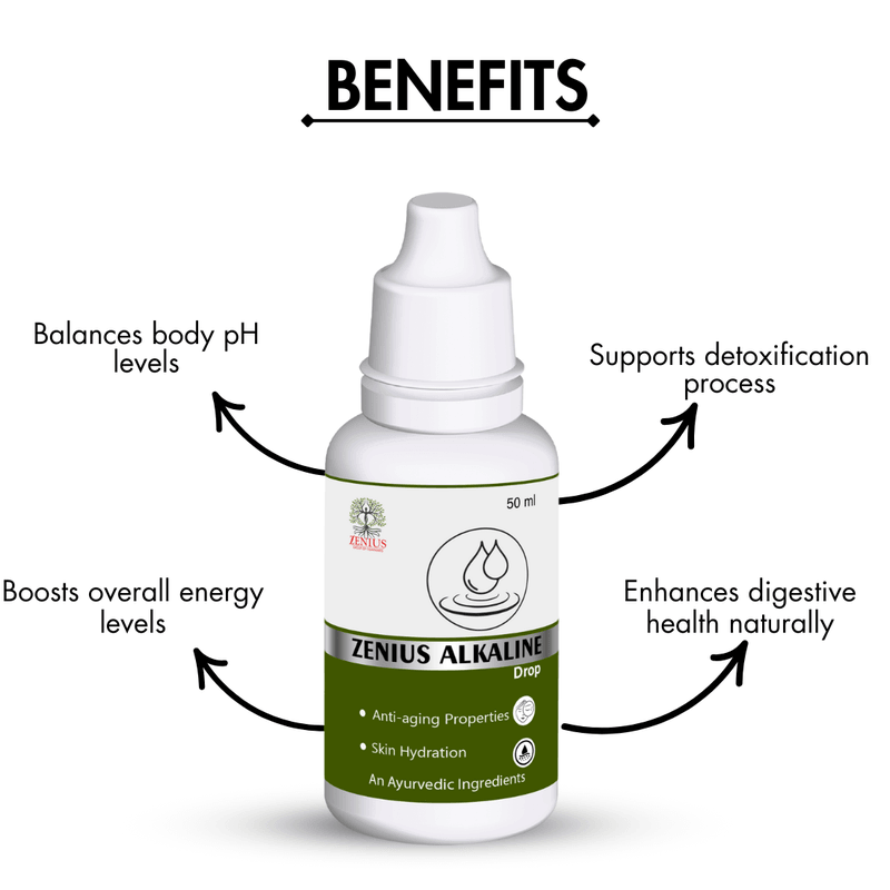 Zenius Alkaline Drops - Natural pH Balancer for Hydration, Detoxification, and Overall Health - 50ml Drops