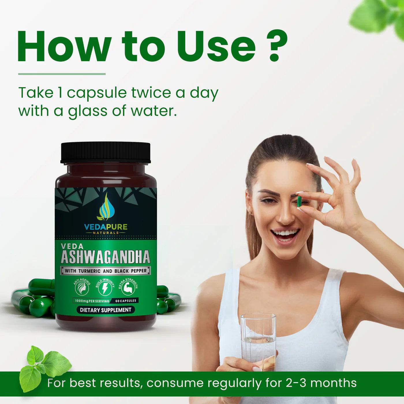 Vedapure Naturals Ashwagandha Capsules Anxiety & Stress Relief-60 capsules