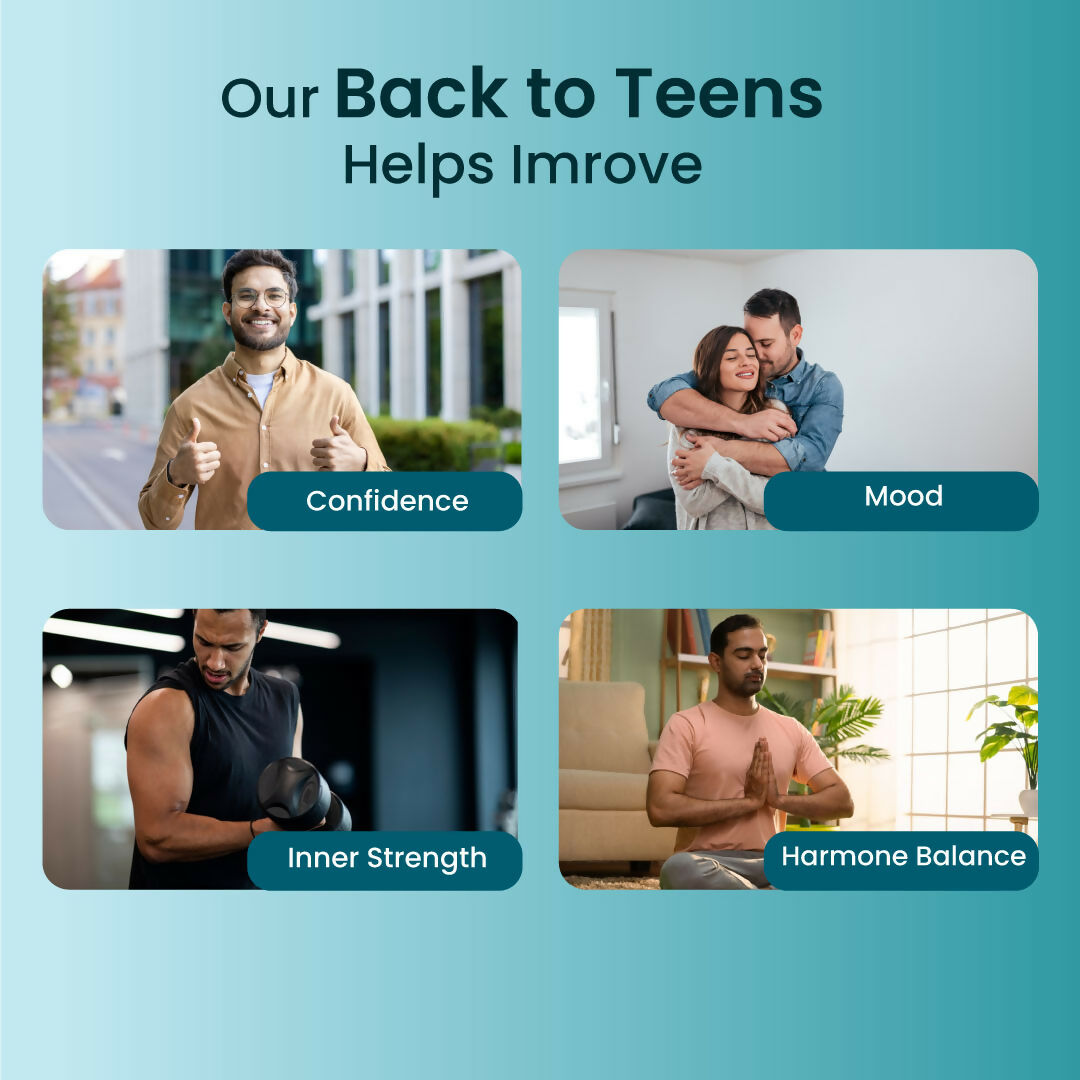 ZEROHARM Back to Teens Supplement with Maca Root, Horny Goat Weed, Safed Musli - For Stamina, Energy & Performace - 60 Tablets