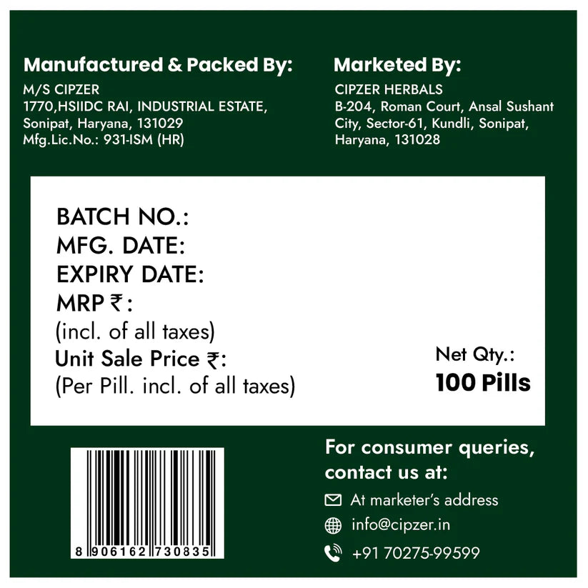 Cipzer Habb-E-Musaffi-E-Khoon Pill - 100 Pills | Unani Blood Purifier for Skin, Liver & Overall Health