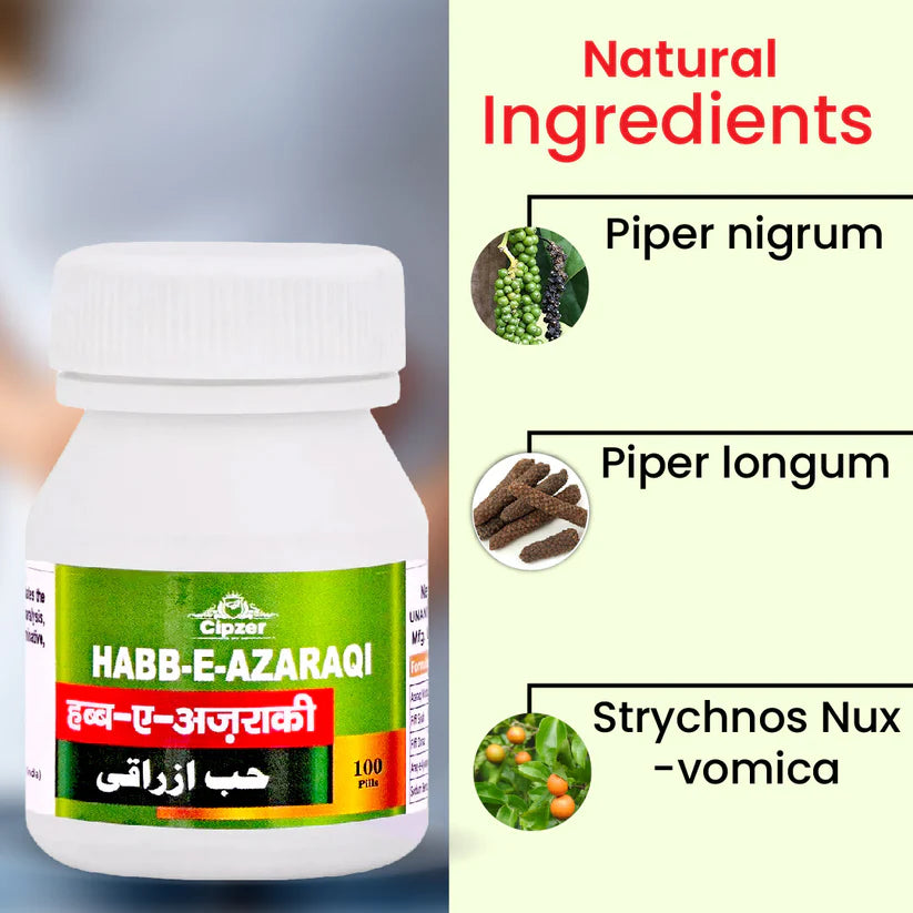 Cipzer Habb-E-Azaraqi Pill - 100 Pills | Joint Pain, Paralysis, Arthritis, Nervine & Muscular Support