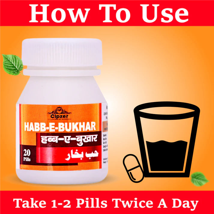 Cipzer Habb-E-Bukhar Pill - 20 Pill | Natural Remedy for Fever, Body Pain, Weakness & Immune Support