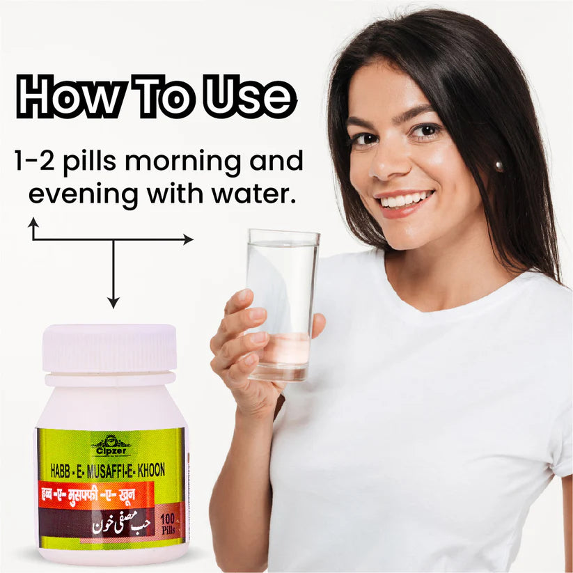 Cipzer Habb-E-Musaffi-E-Khoon Pill - 100 Pills | Unani Blood Purifier for Skin, Liver & Overall Health