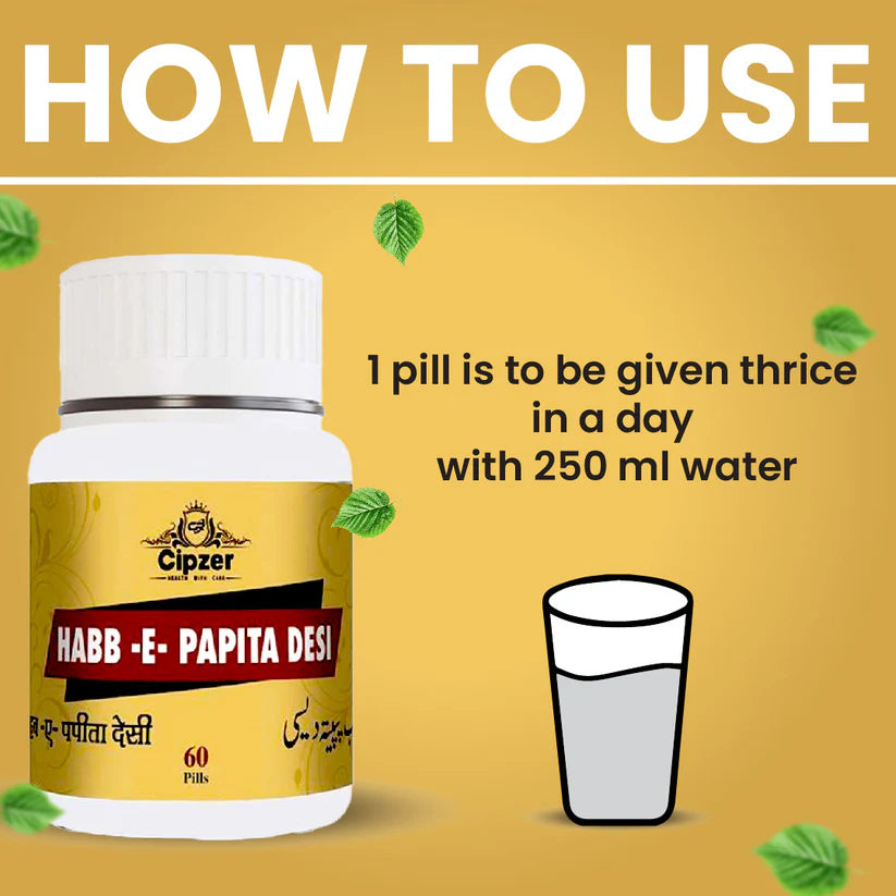 Cipzer Habb-E-Papita Desi Pill - 60 Pills | Unani Digestive & Health Booster for Stomach, Immunity & Wellness