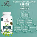 DR. JPG Organic Hadjod Capsules (500mg, 60 Veg Capsules) | For Bone Health, Joint Flexibility & Fracture Healing | 100% Certified Organic