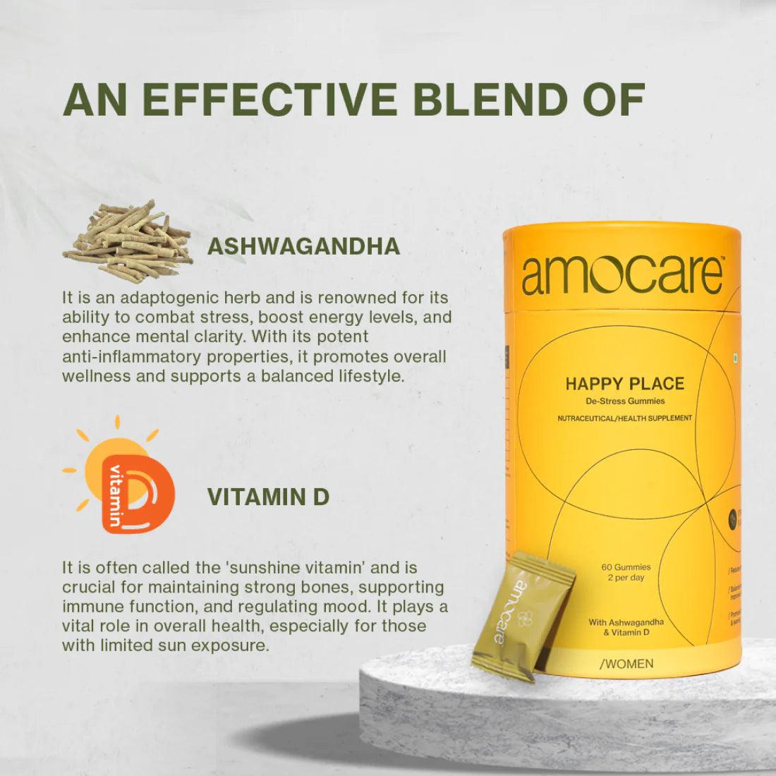 Amocare Happy Place De Stress Gummies for Women - 60 Gummies