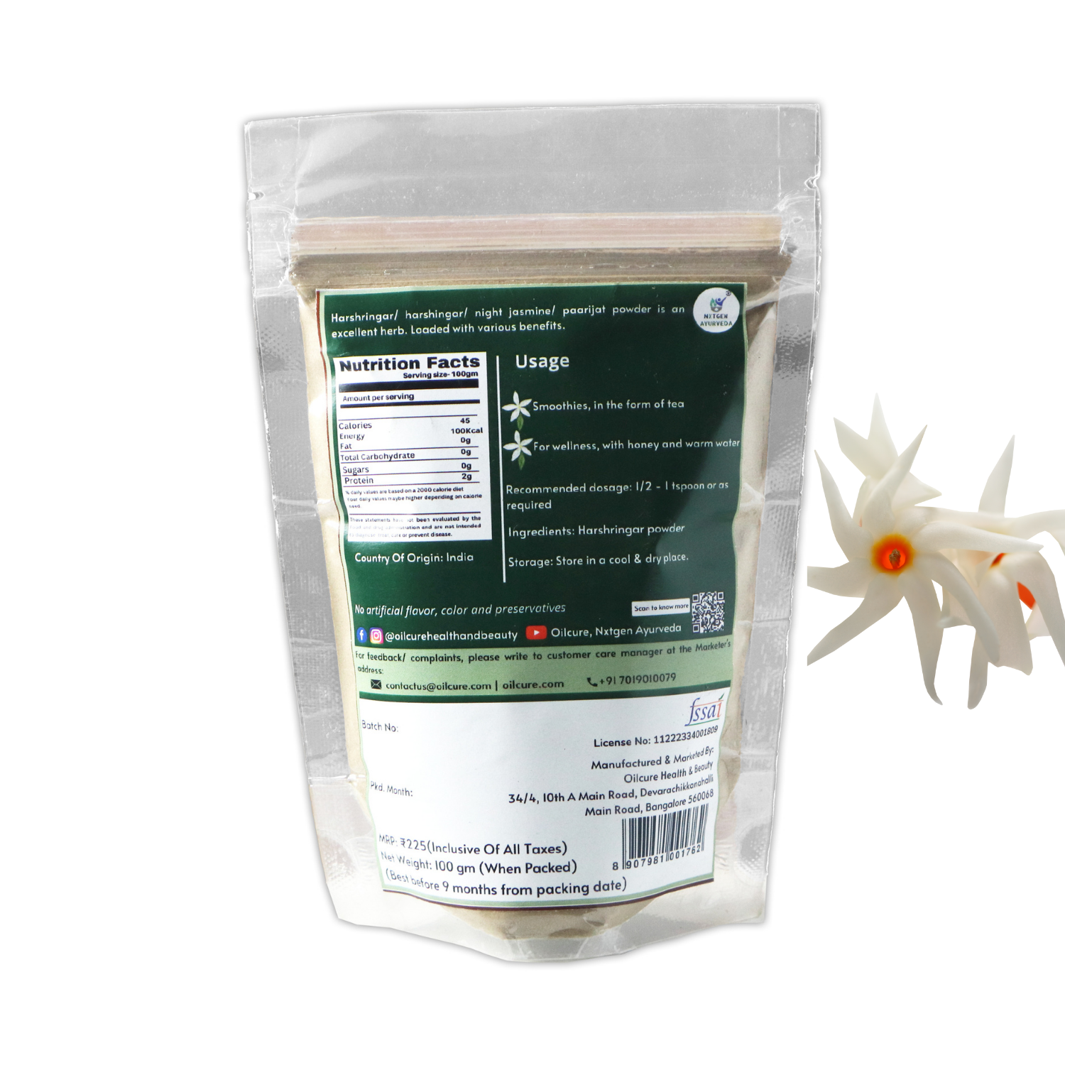 Nxtgen Ayurveda Harshringar (Paarijat) Leaves Powder - 100 gms (Pack of 2)