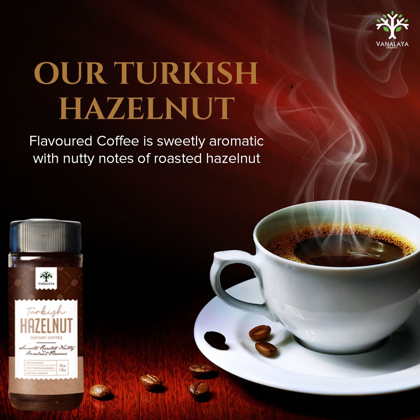 Vanalaya Turkish Hazelnut Flavoured Instant Coffee Rich Smooth Taste