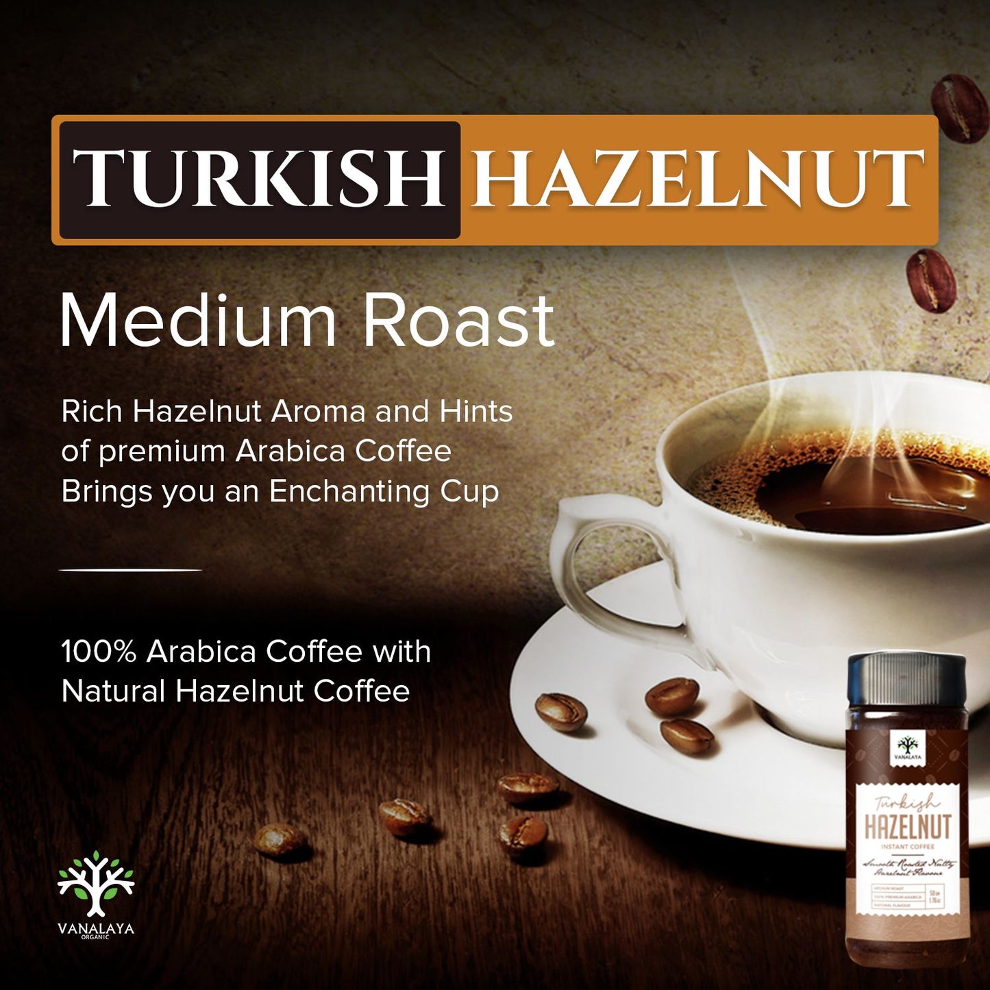 Vanalaya Turkish Hazelnut Flavoured Instant Coffee Rich Smooth Taste