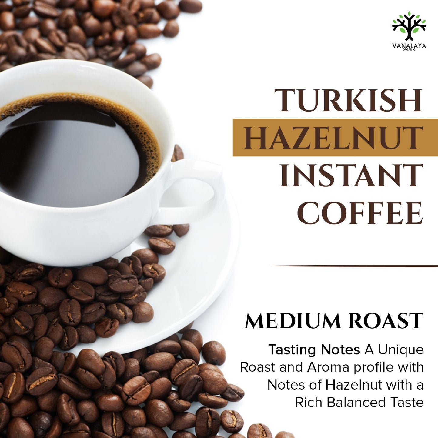 Vanalaya Turkish Hazelnut Flavoured Instant Coffee Rich Smooth Taste
