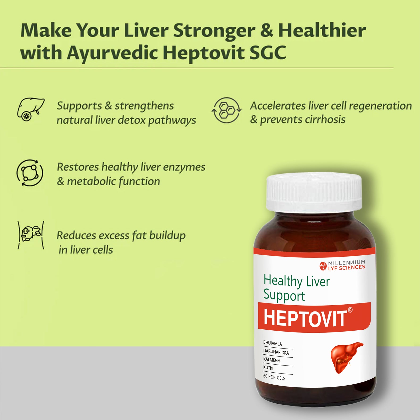 Millennium Herbal Care Heptovit Soft Gelatin Capsule (60 Each) (Bottle Pack)