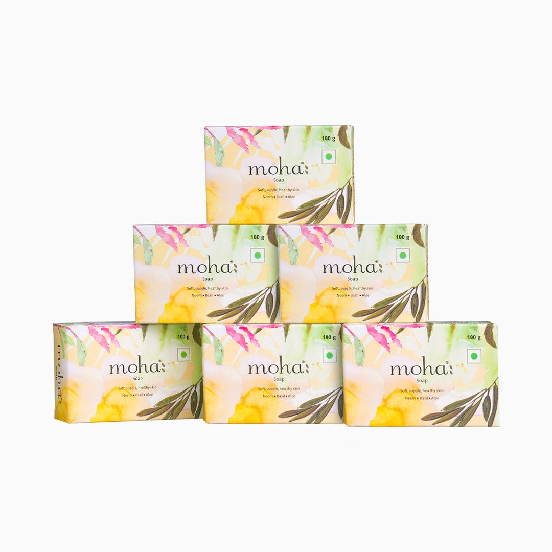 Moha Purifying Neem Basil & Aloe Soap Pack of 6 - Anti Acne Body Bars