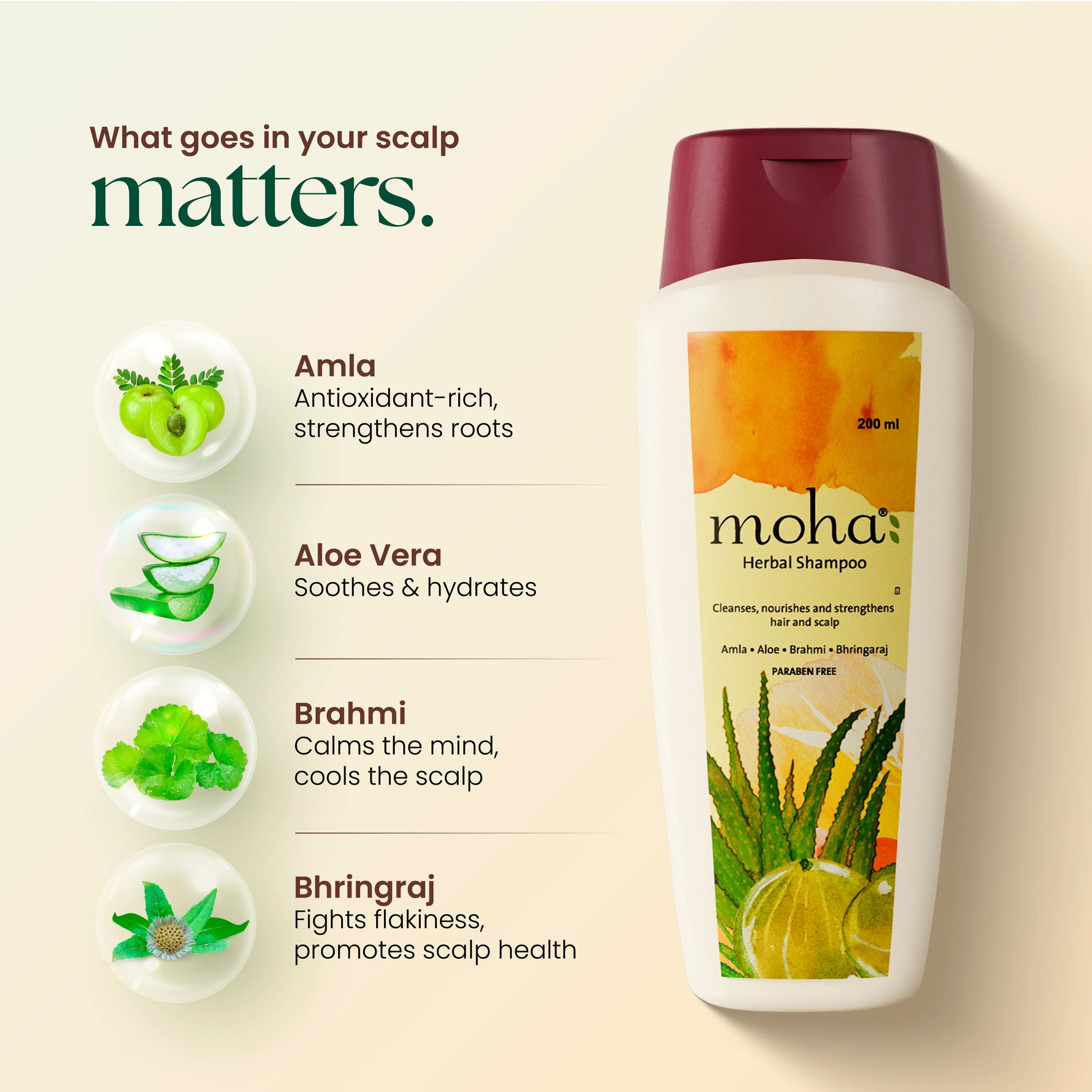Moha: Deep Cleansing Herbal Shampoo (200ml)- Ayurvedic Clarifying Scalp Detox Wash