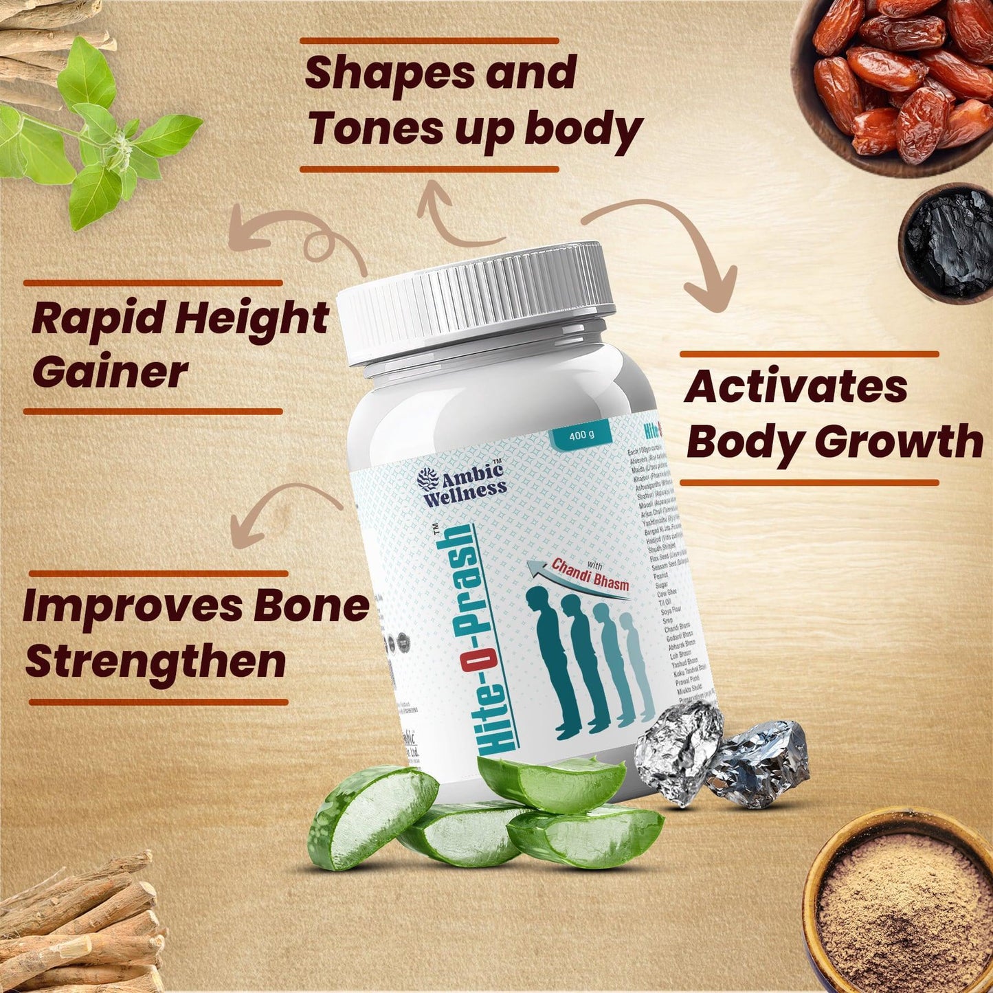 Ambic Wellness Hite-o-Prash For Height Growth Supplement -  400 gm