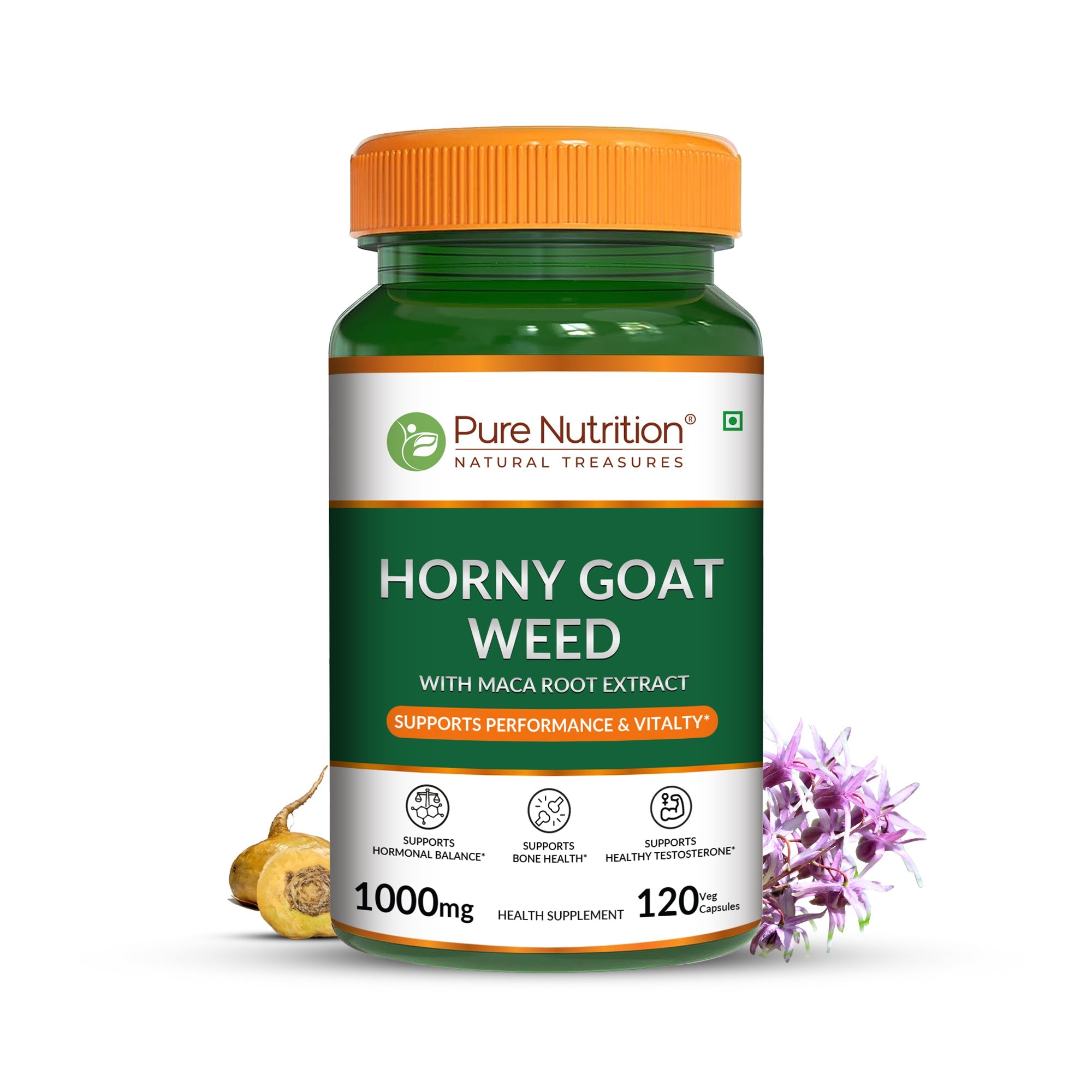 Pure Nutrition Horny Goat Weed – 120 Vegetarian Capsules | Herbal Vitality Support
