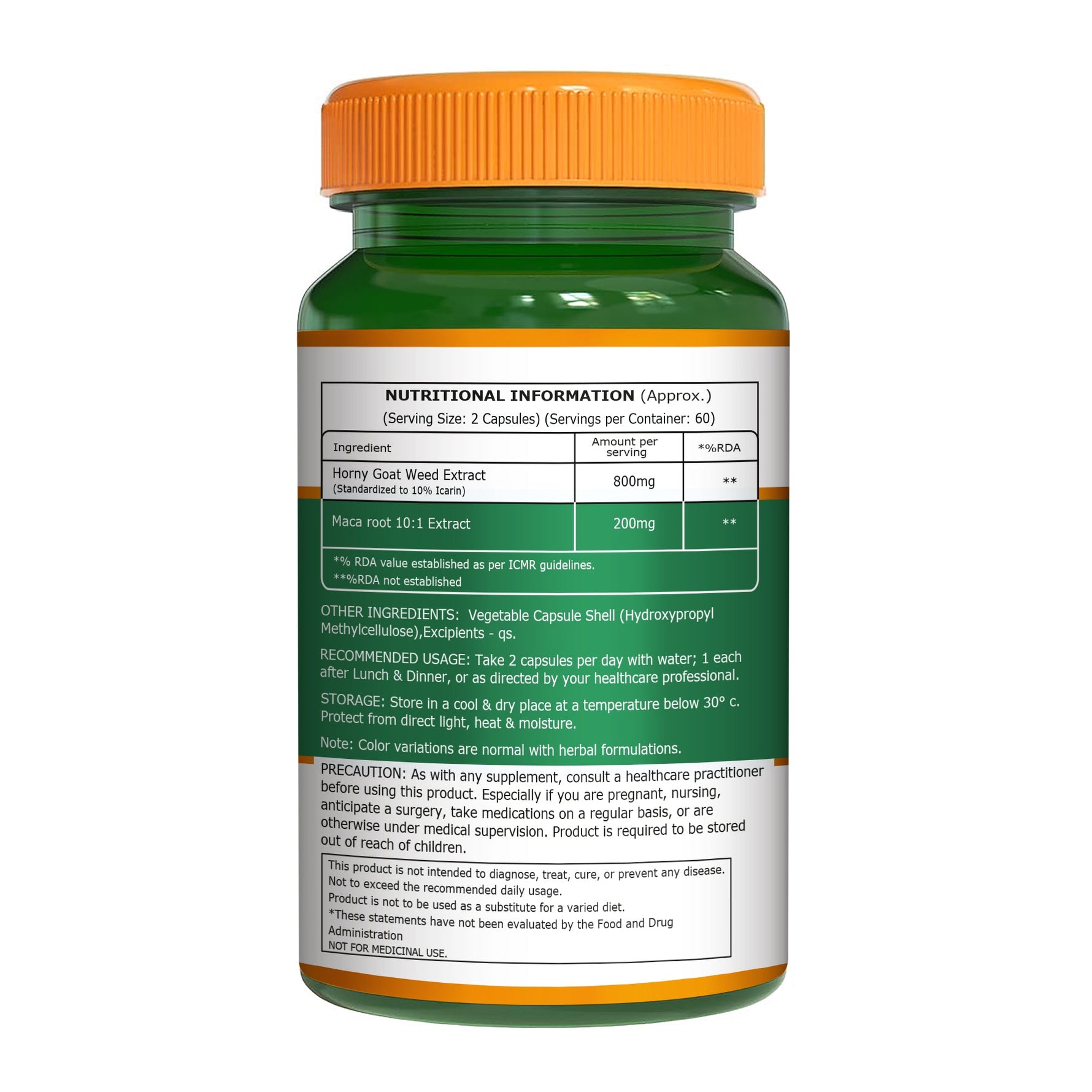 Pure Nutrition Horny Goat Weed – 120 Vegetarian Capsules | Herbal Vitality Support